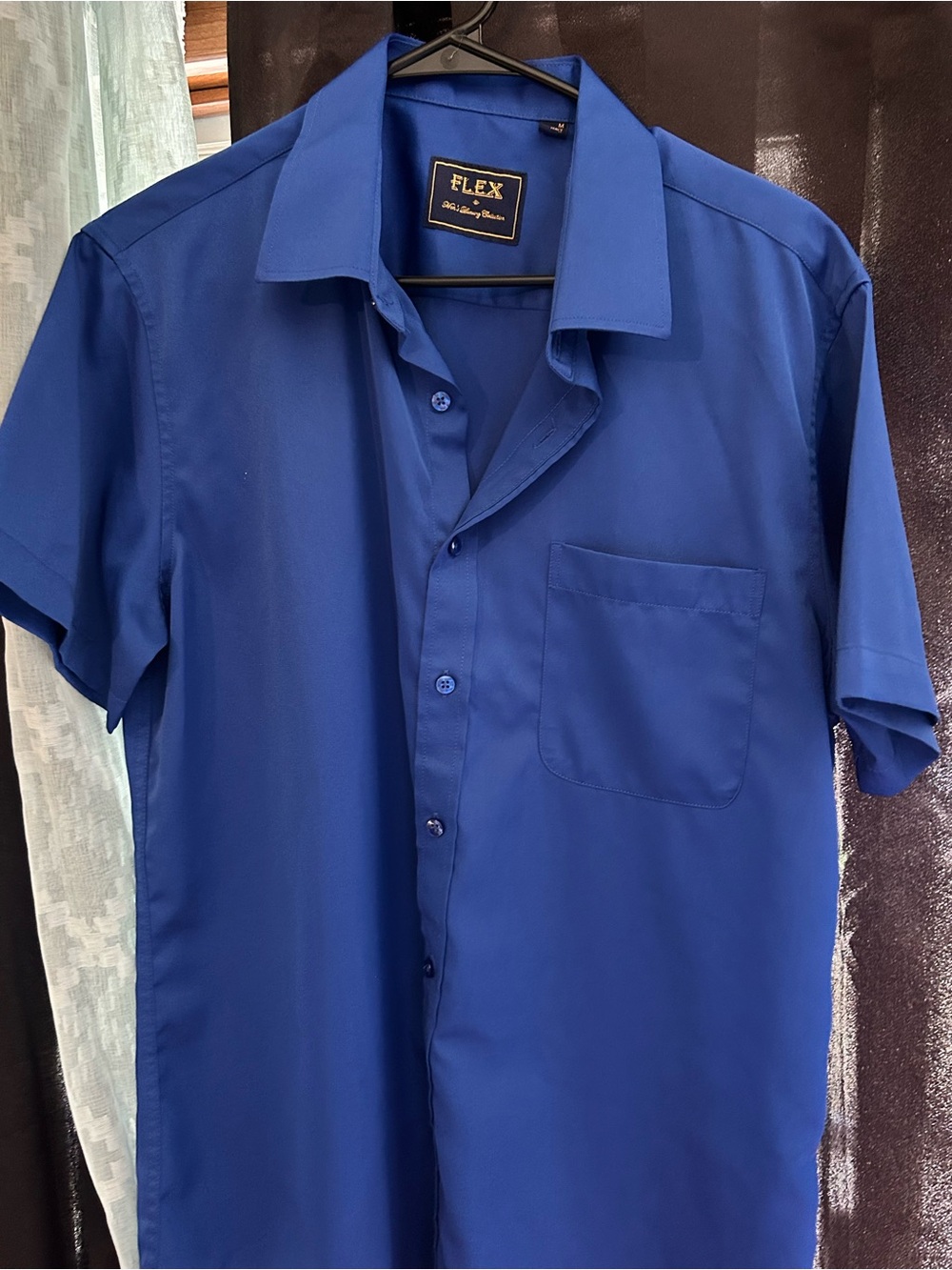 Flex Short-Sleeve Button-Down Shirt in Royal Blue